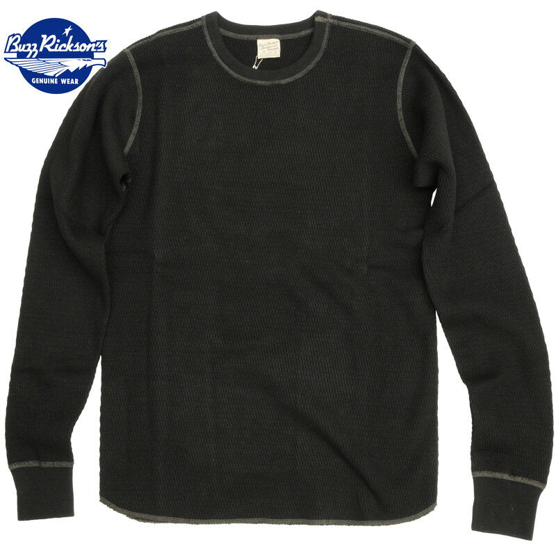 BUZZ RICKSON'S （バズリクソン）Thermal Shirt Long Sleeve Black サーマル ロングスリーブ シャツ ブラック [BR63755]