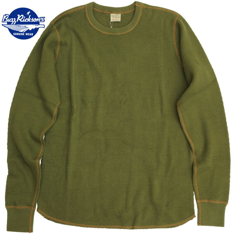 BUZZ RICKSON'S （バズリクソン）Thermal Shirt Long Sleeve Olive サーマル ロングスリーブ シャツ オリーブ [BR63755]