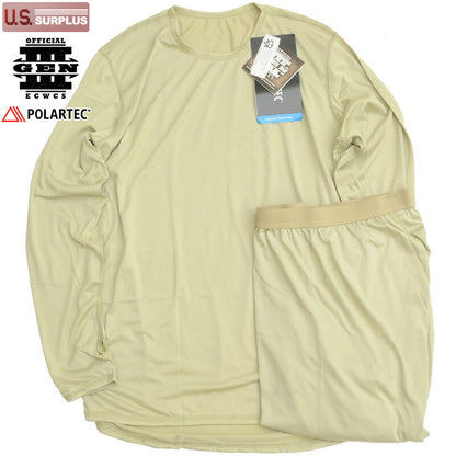 US (US military release product) underwear top and bottom set [TAN] Level 1 SILKWEIGHT UNDERSHIRT &amp; DRAWER [Polartec Power Dry]