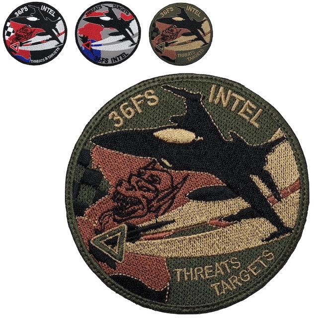 Military Patch（ミリタリーパッチ）36FS INTEL THREATS TARGETS [3種] [フック付き]【レターパックプラス対応】【レターパックライト対応】